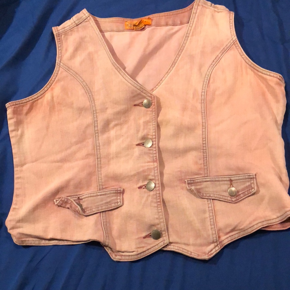 Rose denim stonewashed vest